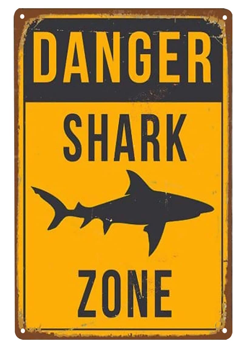 Danger Shark Zone Signs Warning Traffic Road Street Caution Sign Safety Sign Indoor Or Outdoor Signs For Home Office Work 8X12 Inches