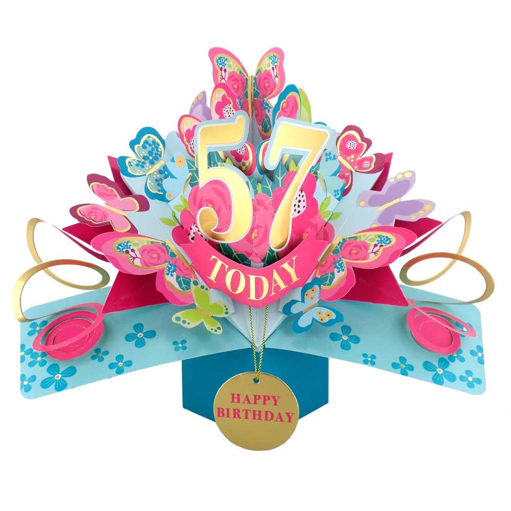 57 Today Happy 57th Birthday Pop-Up Greeting Card Love Kate's Pop Up Cards Her Design POP236MC57 โ image 1