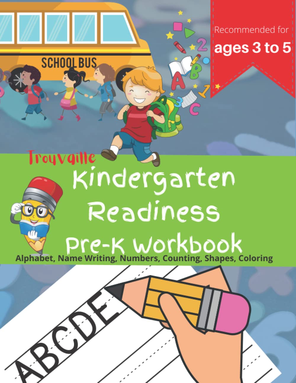 Trouvaille Kindergarten Readiness Pre-K Workbook 100 page