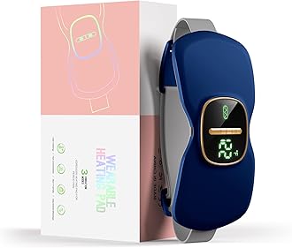 Heating Pads for Cramps, Portable Cordless Menstrual Heat Pad, Period Pain Relief Heating Pad with 3 Heat Levels and 3 Massage Modes, Back or Belly Heated Pad, Blue