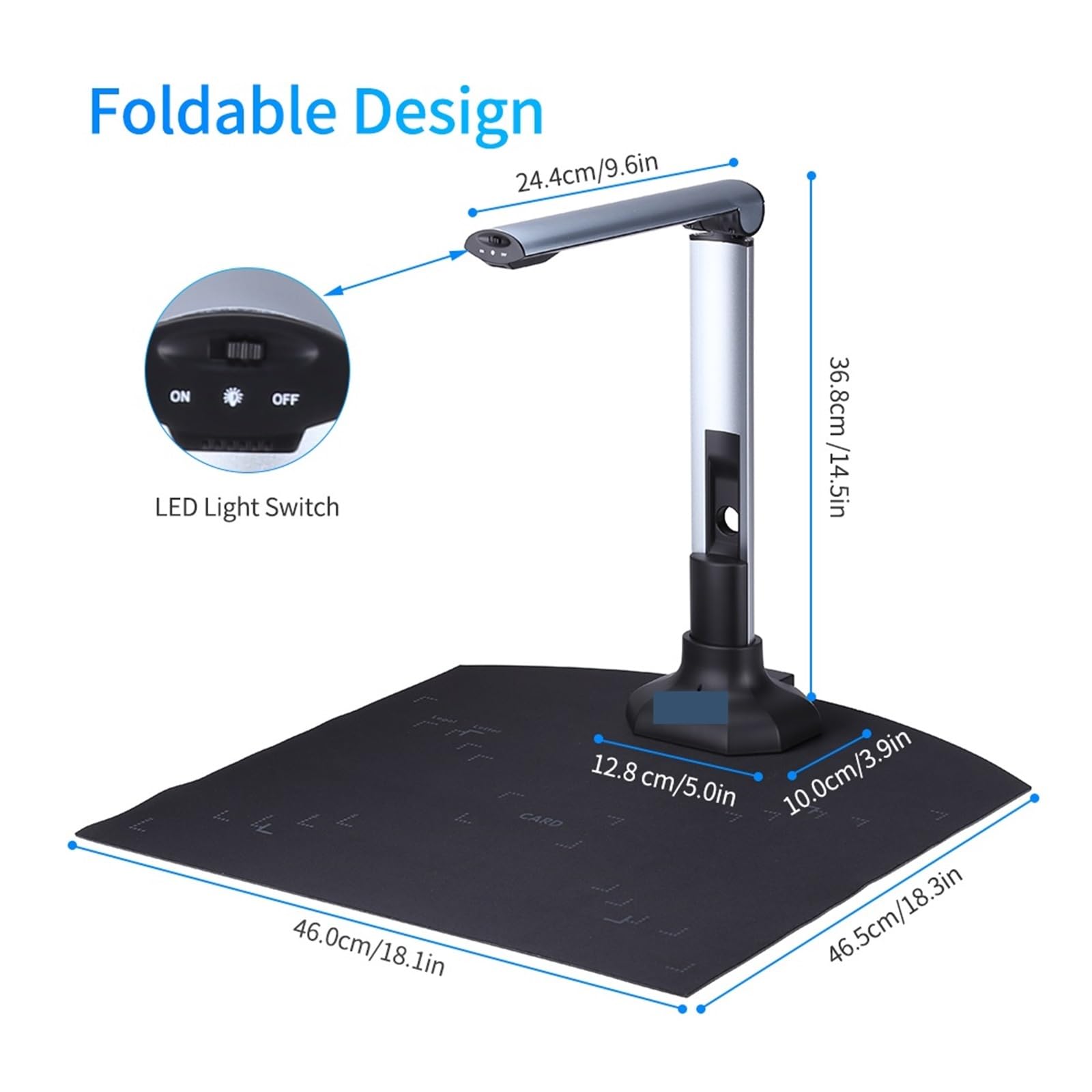 Scanner per documenti Scanner portatile BK52 for fotocamera documenti e formato libro A3, scanner ad alta velocità USB 2.0 HD da 10 megapixel con luce LED Velocità di scansione elevata