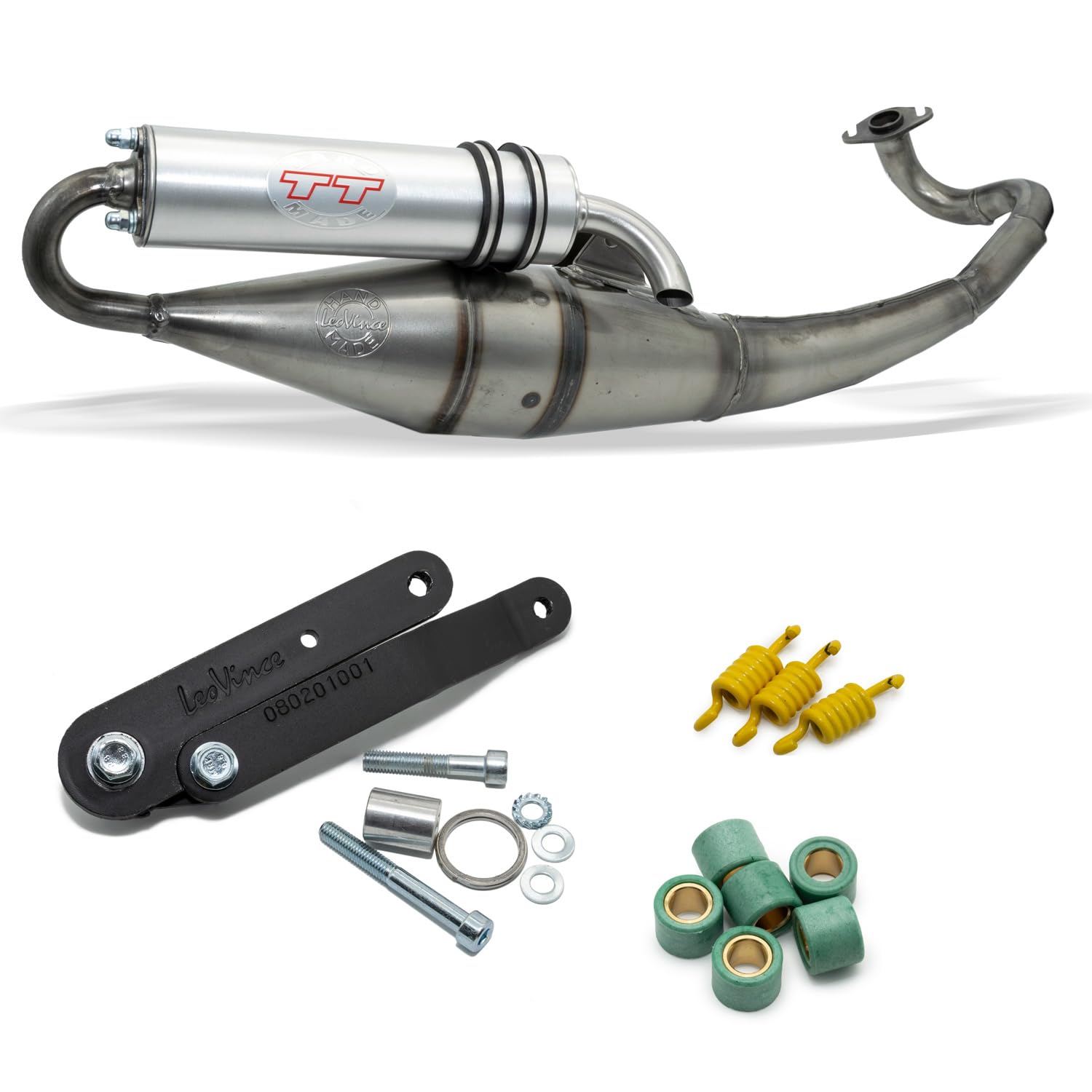 Auspuffanlage LeoVince Handmade TT für Peugeot JetForce 50 TDSI/C-Tech/Ludix Blaster/One/Speedfight, mit E-Prüfzeichen