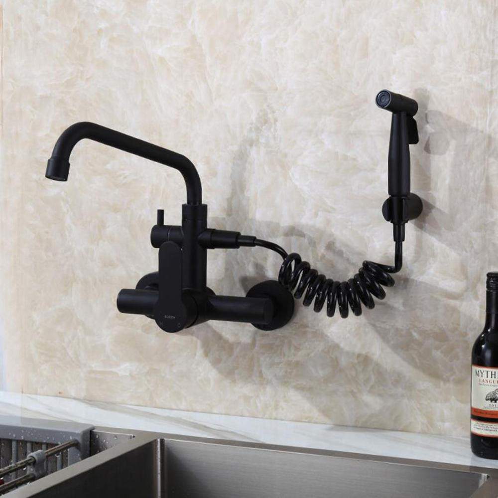 Grifos de cocina de pared con pistola rociadora de doble orificio para fregadero
