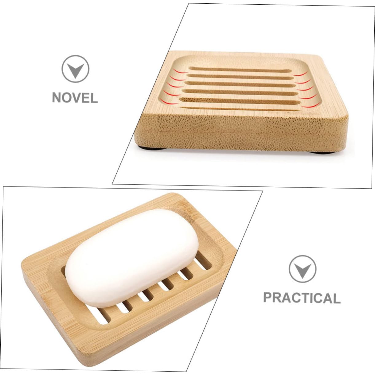ABOOFAN 5 Piezas Jabonera de Bambú Natural para Drenaje de Jabón y Esponjas Organizador para Baño y Cocina Resistente y Duradero para Mantener Jabones Secos y Evitar la Ablandamiento