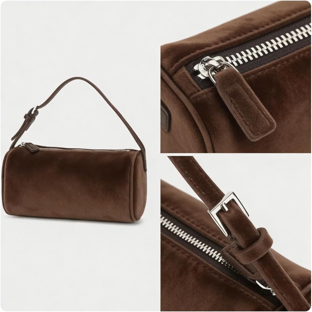 Genuine Leather Barrel Crossbody Bag, Top Handle Purse for Women, Shoulder Handbag with Adjustable Strap - Image 4