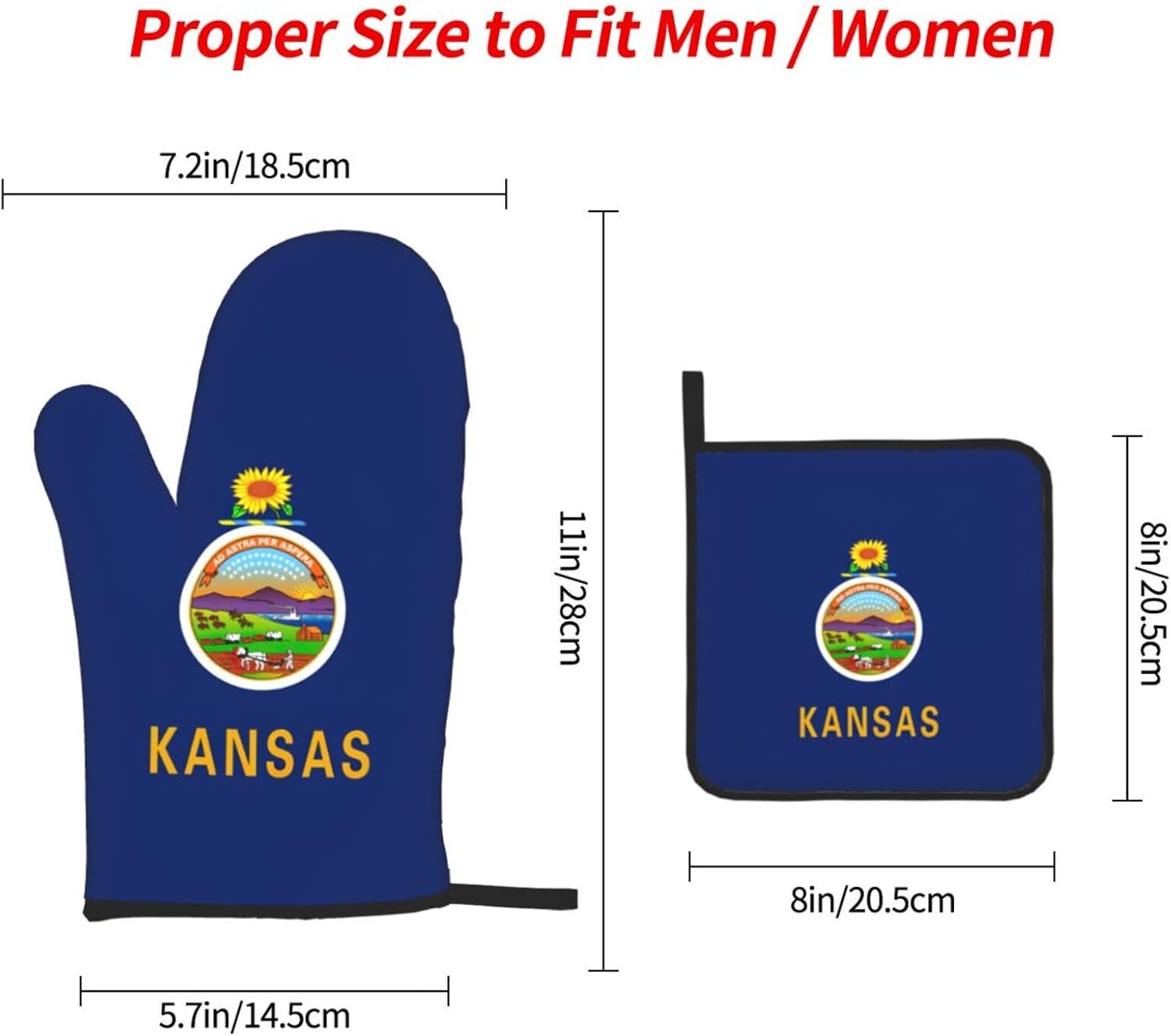 Kansas State Flag Print Heat Resistant Microwave Gloves, Used for Baking, Cooking, and Fashion Kitchen Essentials
