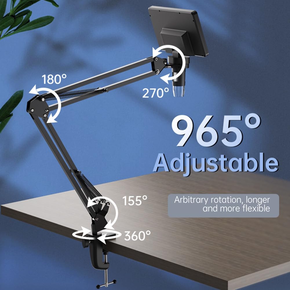RIEVBCAU Soporte de Brazo Flexible para Microscopio, Soporte de Metal Ajustable, Soporte para Microscopio con Forma de Moneda, Compatible con DM4 DM7 DM9