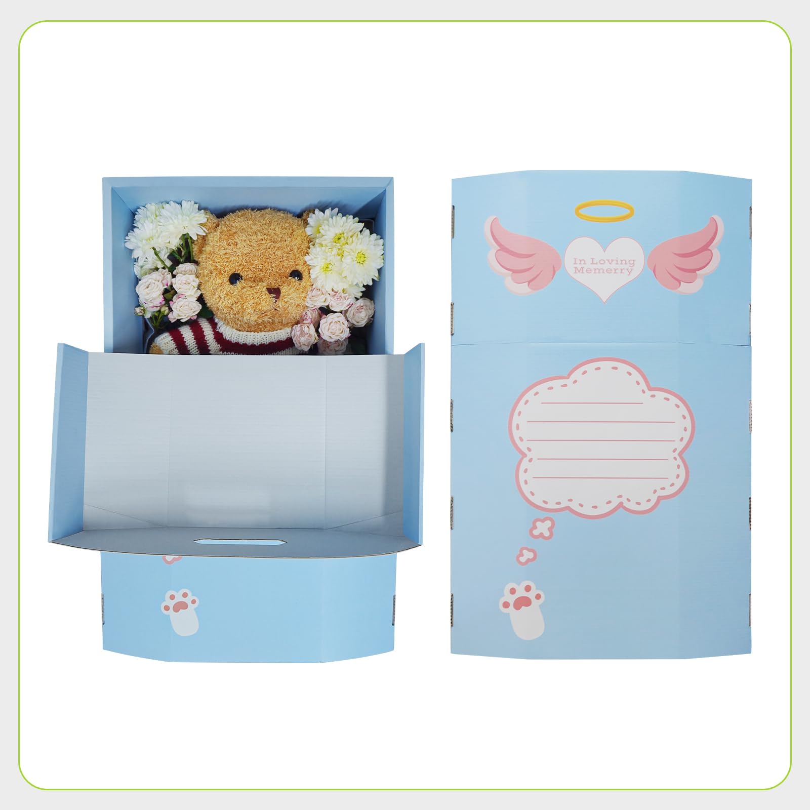 VICHERIA Pet Casket, Dog, Cat Caskets, Eco-Friendly Burial Box for Dogs, Cats, Animals Cremation Coffin, Ideal Pet Loss Gift, Size - Large (Blue)