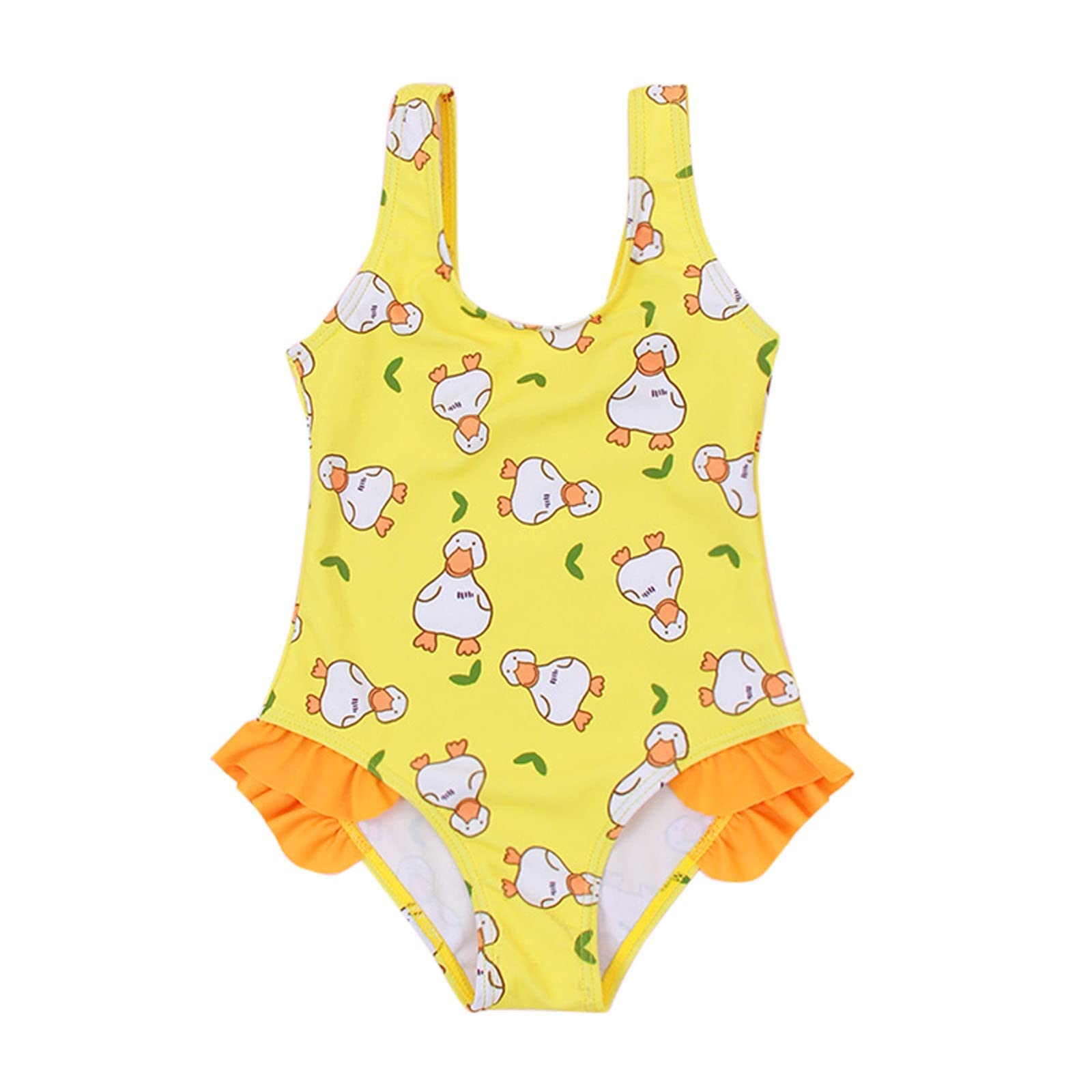 RNTOP Kids Little Girl Swimsuit Cartoon Elephant Print Swimwear Bathing Suit Sleeveless (A2-B, 18-24 Months)