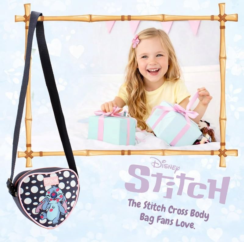 Disney Stitch Crossbody Bag for Girls Kids – Cute Heart Shaped Purse, Mini Shoulder Bags, Small Travel Handbag Gift - Image 3