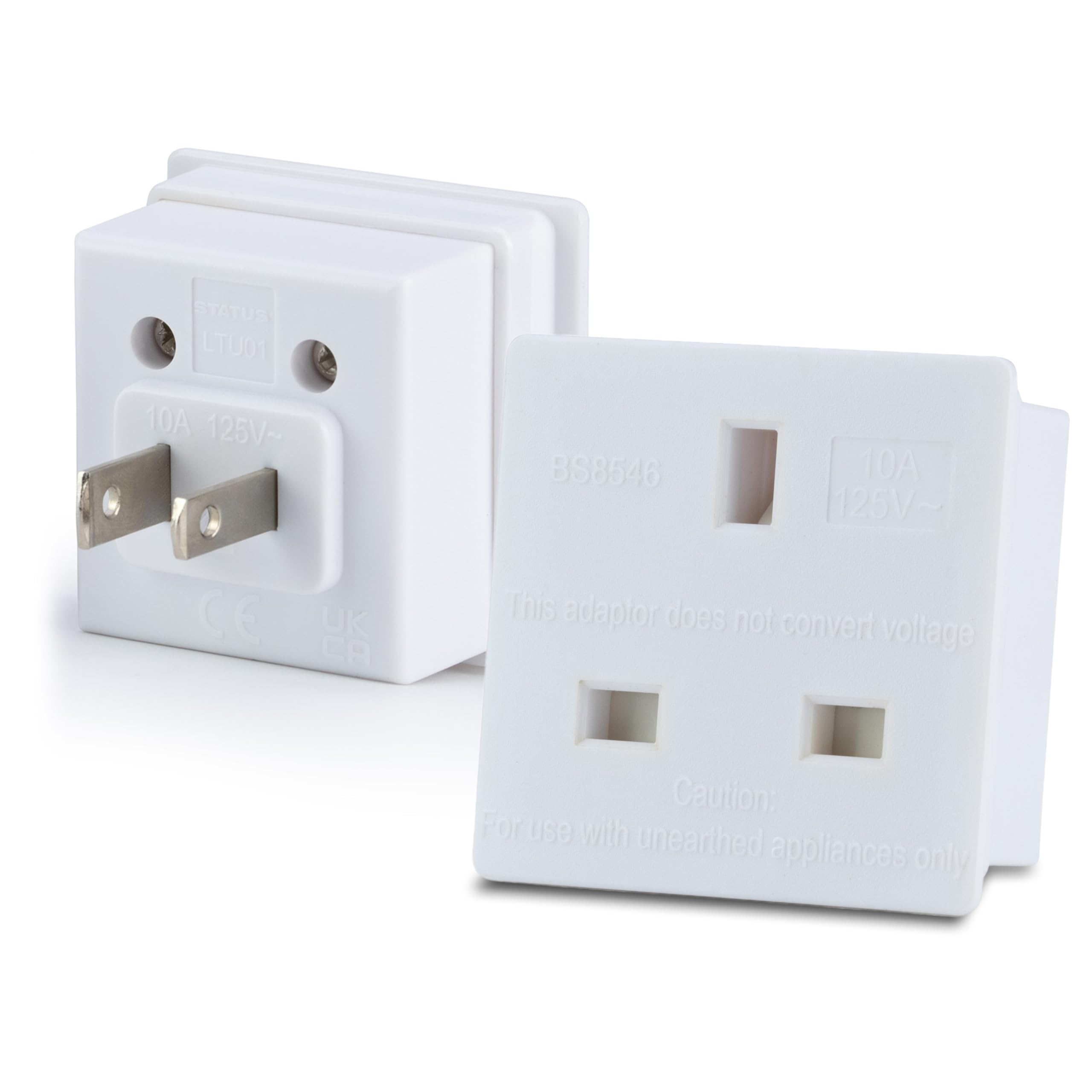 UK to US Adapter England American Socket 3 Pin to 13 Amp Plug Type G to Type A B travel adaptor 10 amp - pack of 2