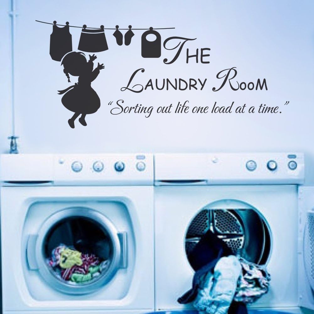 DigTour WallArt The Laundry Room Sorting Out Life One Load at A Time Vinyl Laundry Room Wall Decal Quote Letter Words Wall Art Sticker Dark Brown