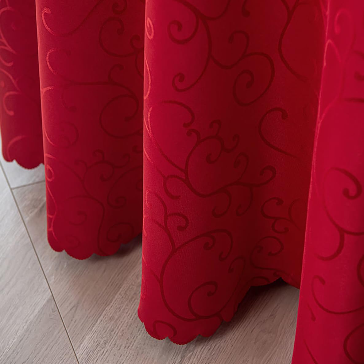 Mantel Jacquard Redondo Protege y Decora la Mesa Adecuado para el hogar, Hotel Restaurante, Banquete de Boda, reunión de Oficina Rojo Diámetro 260 cm