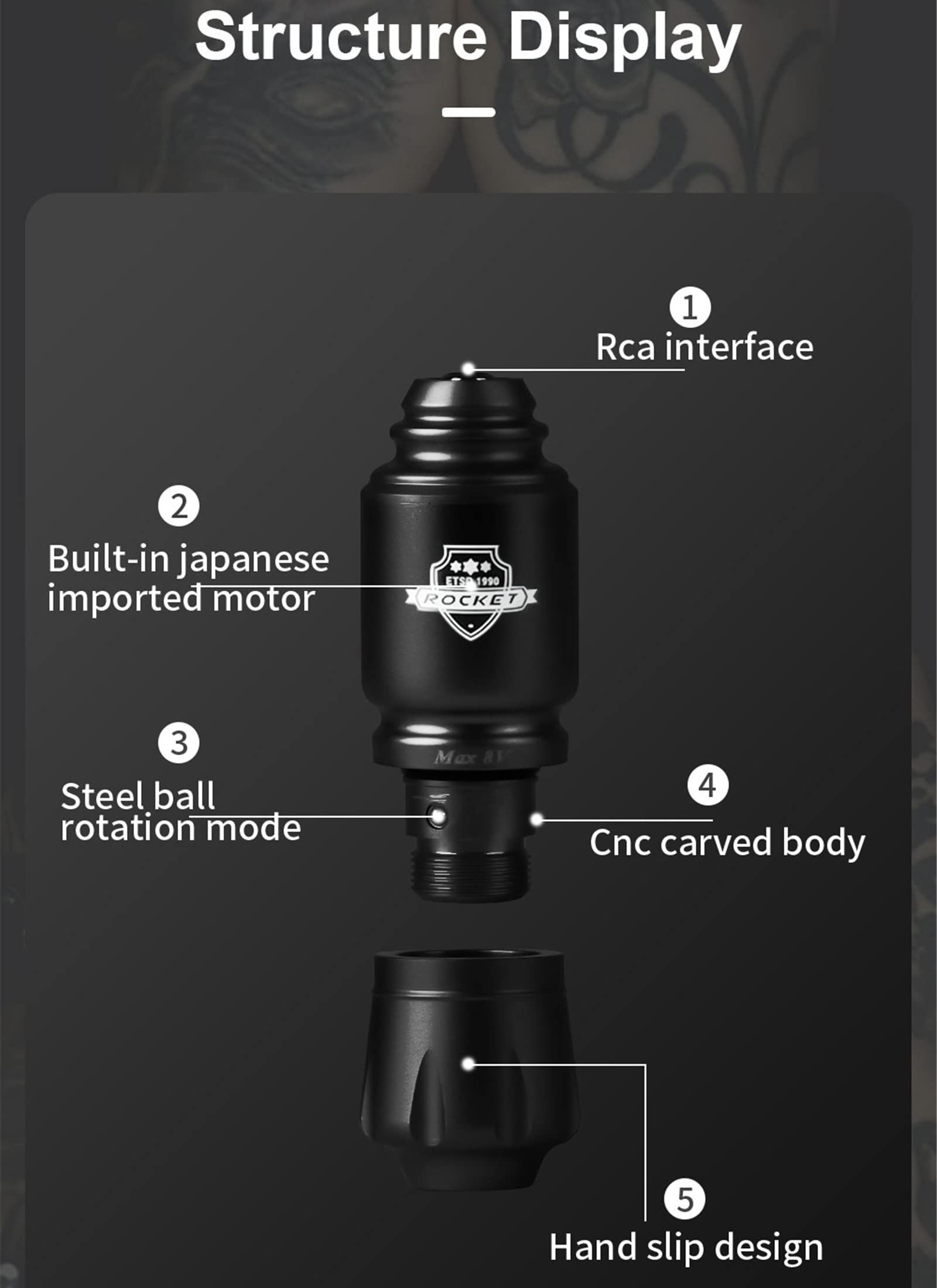 Amazon.com: Mini Rocket Tattoo Machine Set Japón Motor inalámbrico