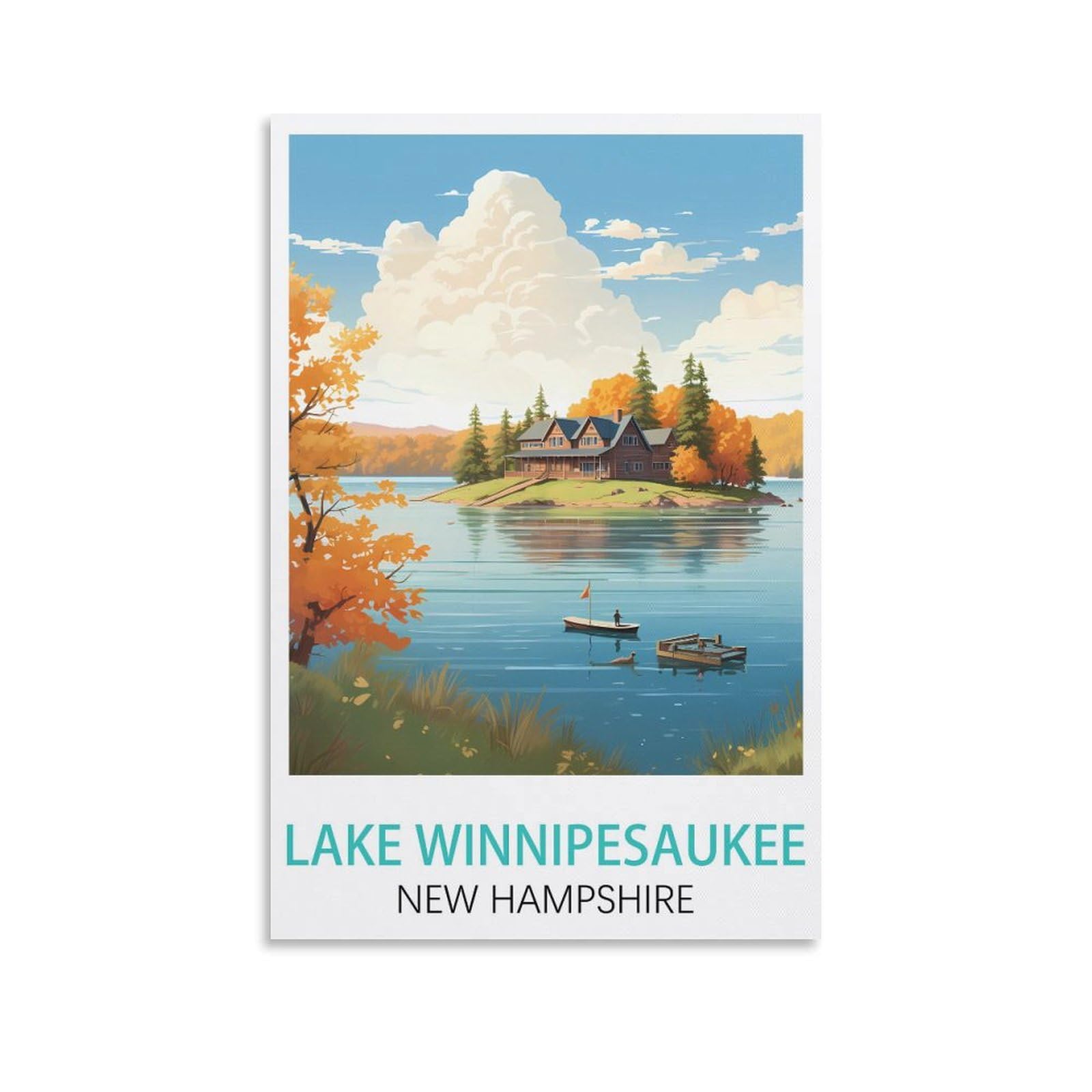 EZMLFA 5D Diamond Painting Kits for Adults,Lake Winnipesaukee New Hampshire,Diamond Painting,Landscape Gem Art Kits Adult and Crafts Home Decor 40x50cm