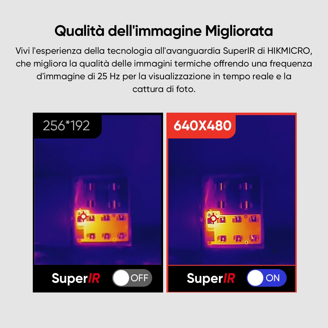 Termocamera B10S T HIKMICRO Risoluzione IR 256 x 192 con Telecamera Visiva da 2MP, Telecamera Termica per Ispezione Domestica, 25 Hz, Schermo LCD con risoluzione 640×480, IP54, -20°C~550°C