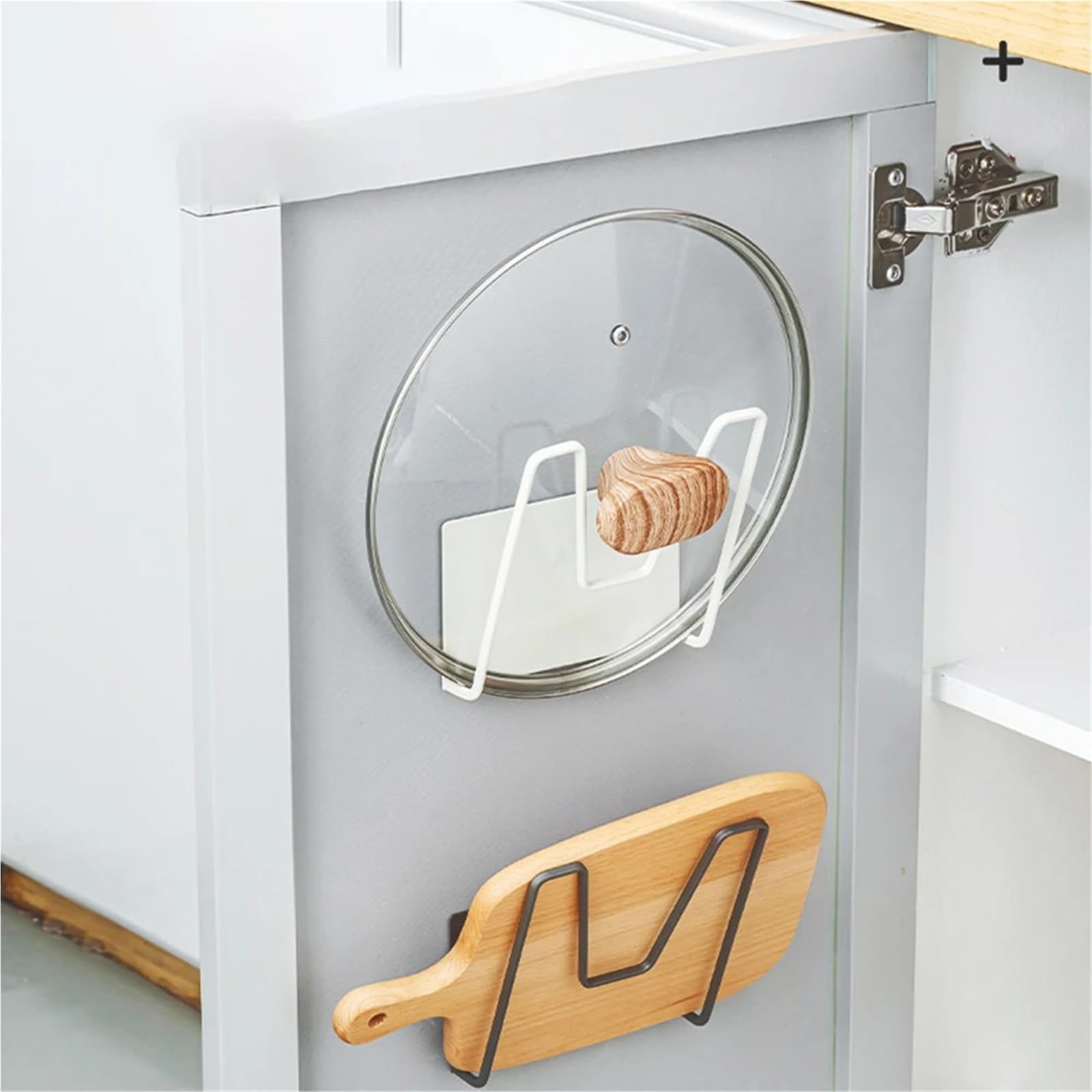Estante Montado En La Pared, Multifuncional, Tabla De Cortar For Cocina, Cubierta For Olla, Gancho Soporte Almacenamiento, 3 Uds Para Tabla(White)