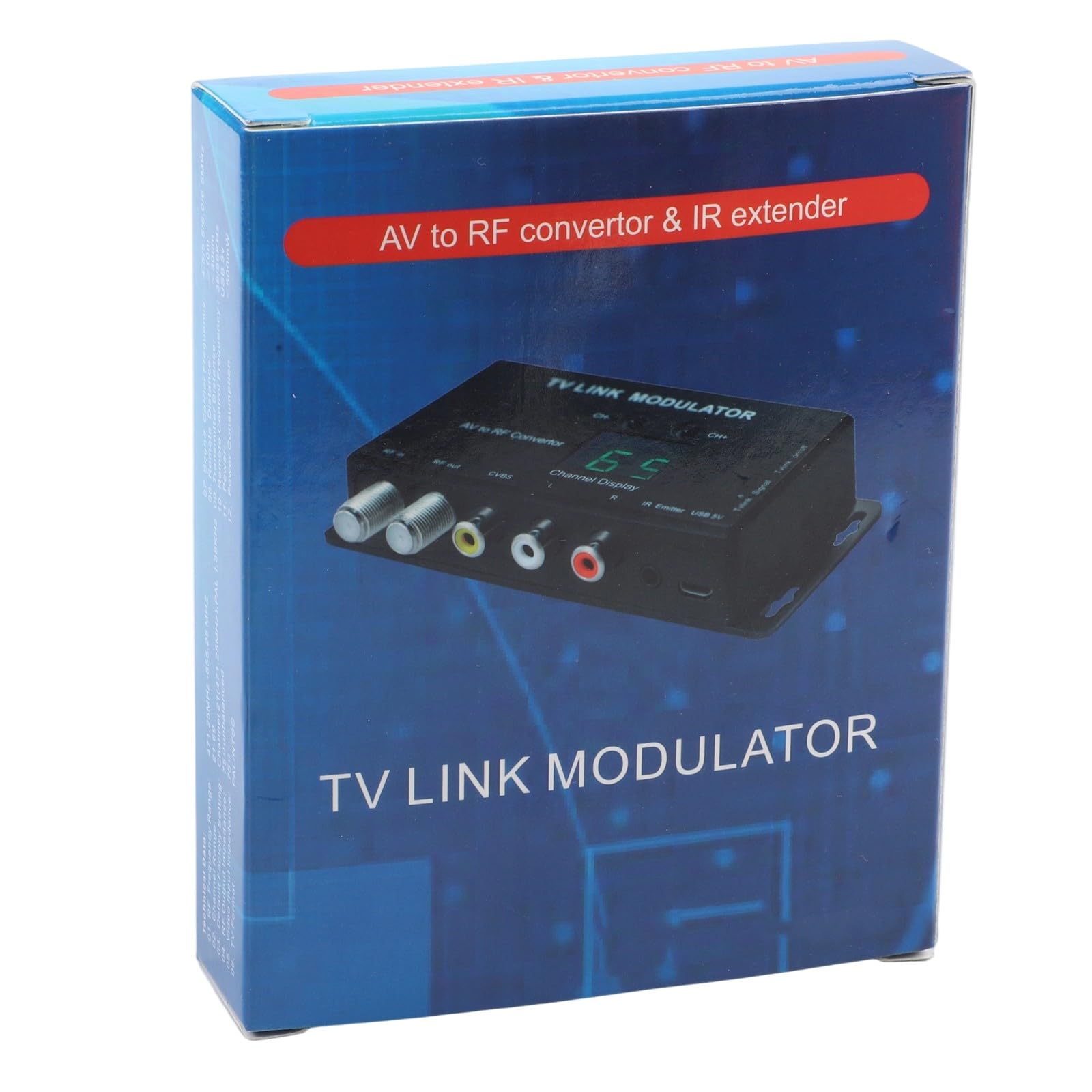 TM70 UHF TV Link Modulatore AV a RF Converter con display canale, uscita regolabile PAL/NTSC nero