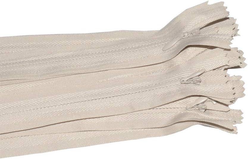 CONSANTO Invisible Zippers for Sewing, Nylon Coil Conceal Zippers for Tailor Sewing Crafts, Pack of 20 (16 inch, Beige)