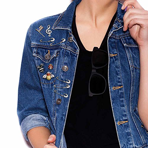 Safety Pin Symbol Of Support For Refugees Cubic Zirconia Accent 14K Gold Plated Sterling Silver Add Charms 1.2 Inch - Thumbnail 4
