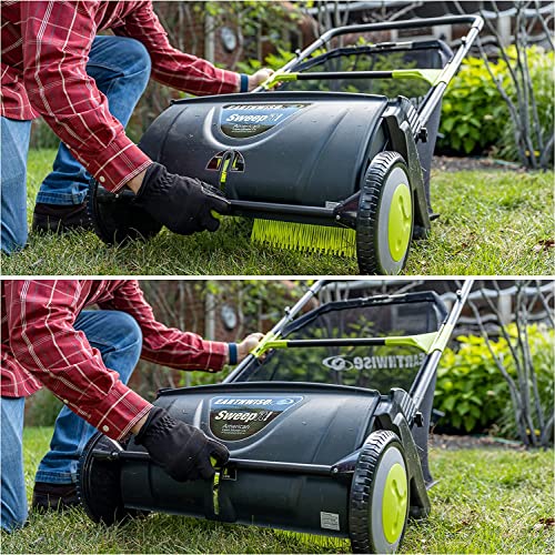 Earthwise LSW70021 21-Inch Width Leaf & Grass Push Lawn Sweeper, Black