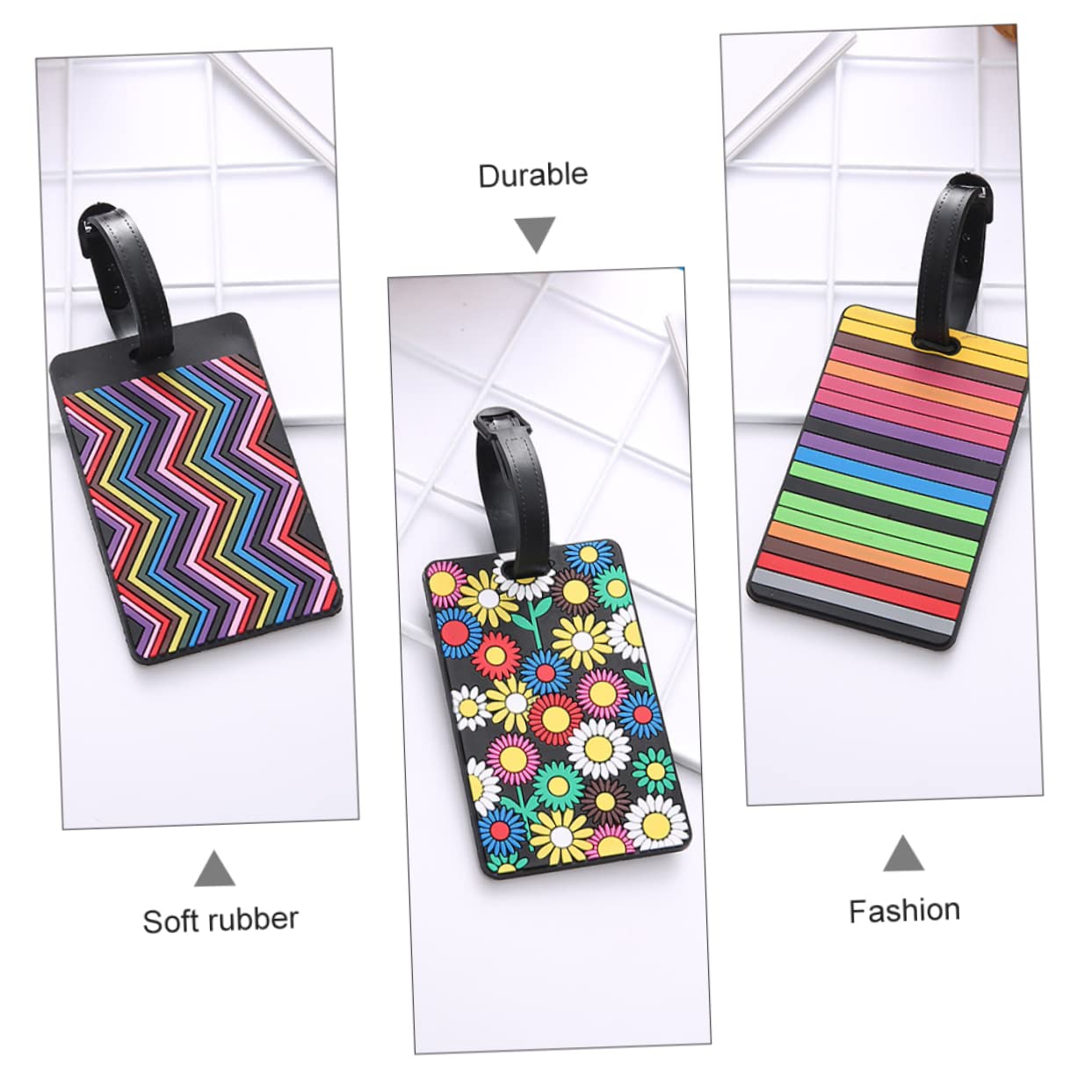 12 Pezzi Etichette per Valigie in Gomma Morbida, Luggage Tag | Briefcase e Suitcase, Airport Baggage Claim e Travel, Labeling Info Personale, Wear-resistant Stile Casuale