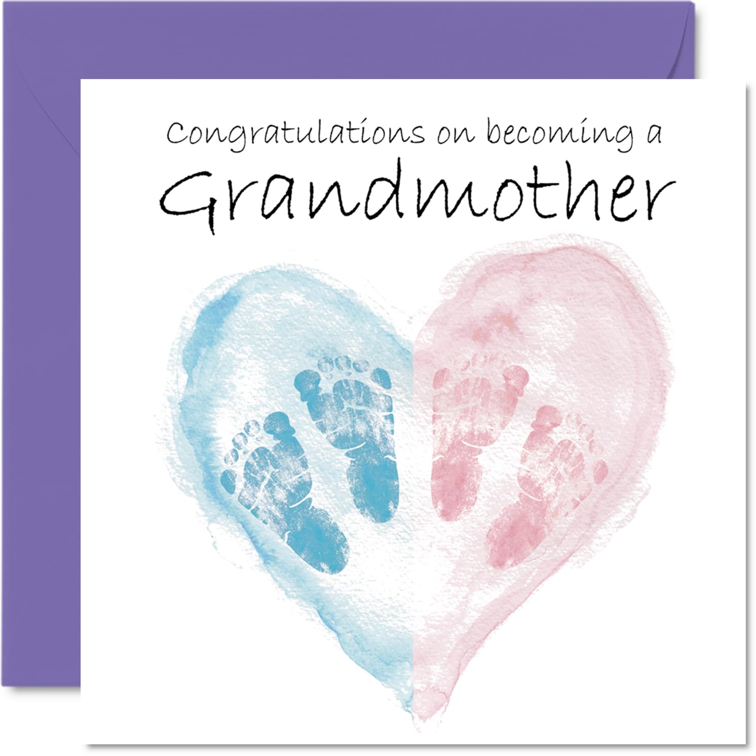 New Baby Unisex Card for Grandmother - Twins Congrats Becoming - Well Done Congratulations Card for New Grandmother, 145mm Welcome To The World Greeting Cards