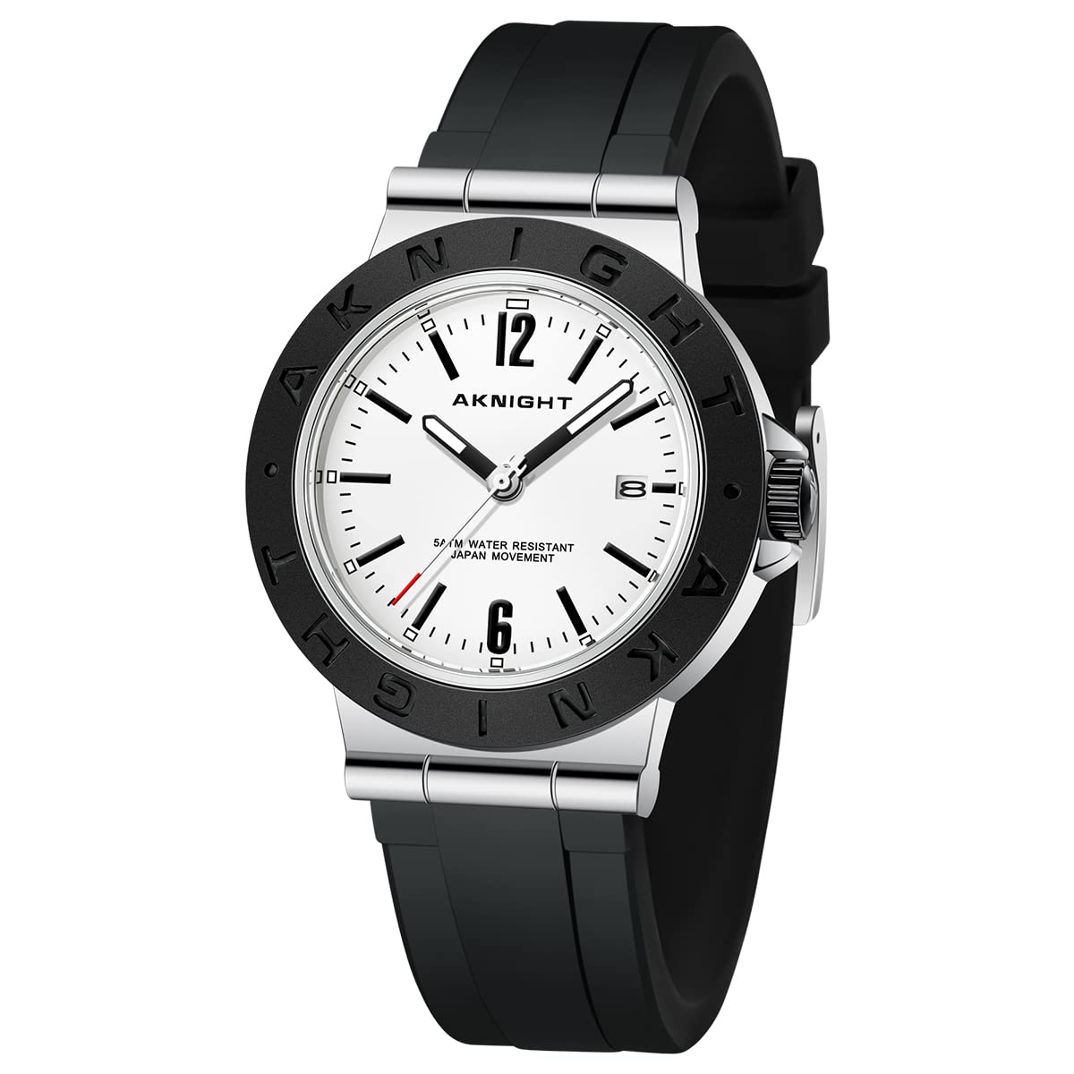 Men Watch AKNIGHT Watch for Men Waterproof Wrist Watches Analog Chronograph Quartz Watch Fashion Business Classic Watch, Easy Read Men Dress Watch Auto Date Luminous Watch, Black-White, small, Chronograph,Quartz Movement (B0BHYZ9C9L) Amazon Price History, Amazon Price Tracker