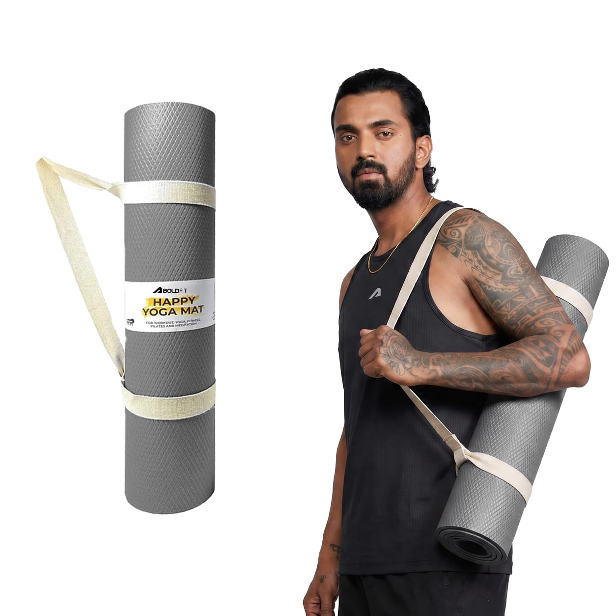 Boldfit Tapis de yoga pour homme et femme avec sangle de transport, matériau EVA extra épais de 6 mm pour entraînement, yoga, fitness, pilates et méditation, anti-déchirure, antidérapant, pour la