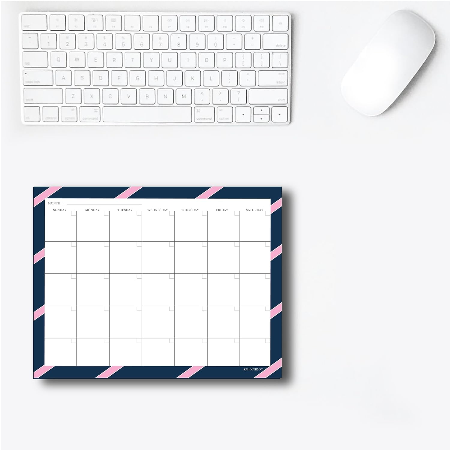 Monthly Calendar Notepad- 50 Undated Calendar Pages Customizable to Fit Your Organizational Needs, Large 8.5"x 11", Navy and Pink Stripe - Image 4