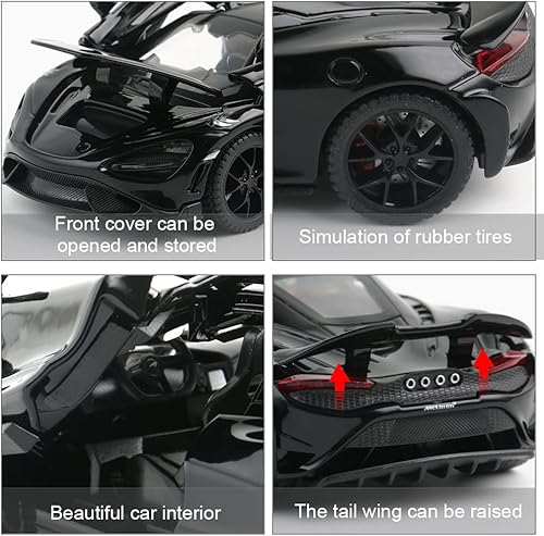 Miniatura 13 de Coche de juguete fundido a presión McLaren Senna modelo de automóvil deportivo, aleación de zinc, vehículos de extracción hacia atrás, mini