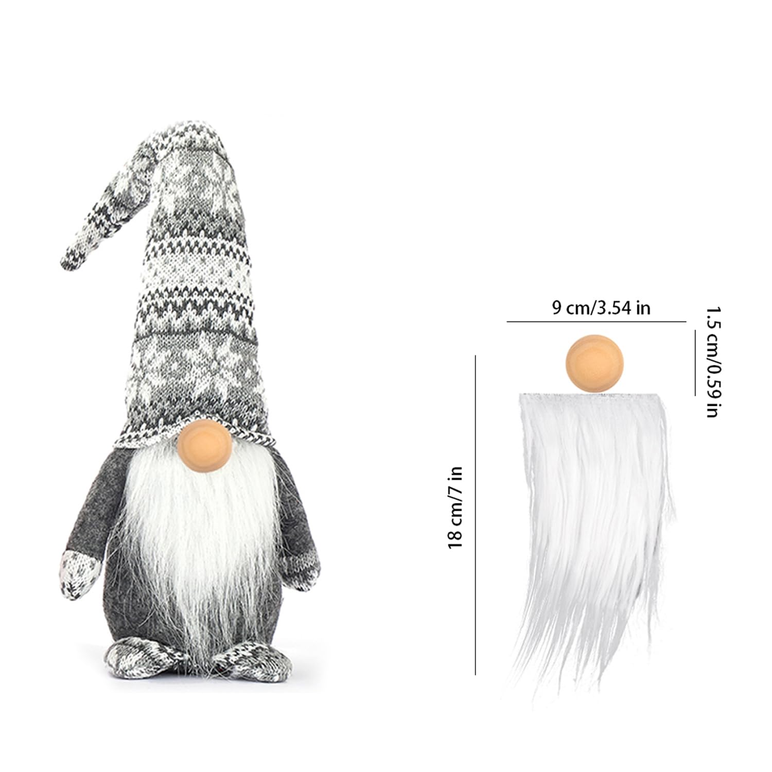 Bohue 6 PCS DIY Handmade Gnome Beard with 6 PCS Small Unfinished Wooden Balls Handmade Crafts Accessories for Christmas(White) - Image 2