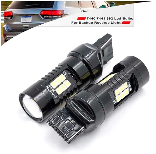 Miniatura 6 de NSLUMO 7440 7440LL 992 Luces LED de marcha atrás Bombillas para 2011-2021 J'eep Wrangler Cherokee Compass Super Brillante 3030 21-SMD T20 7440A 7441