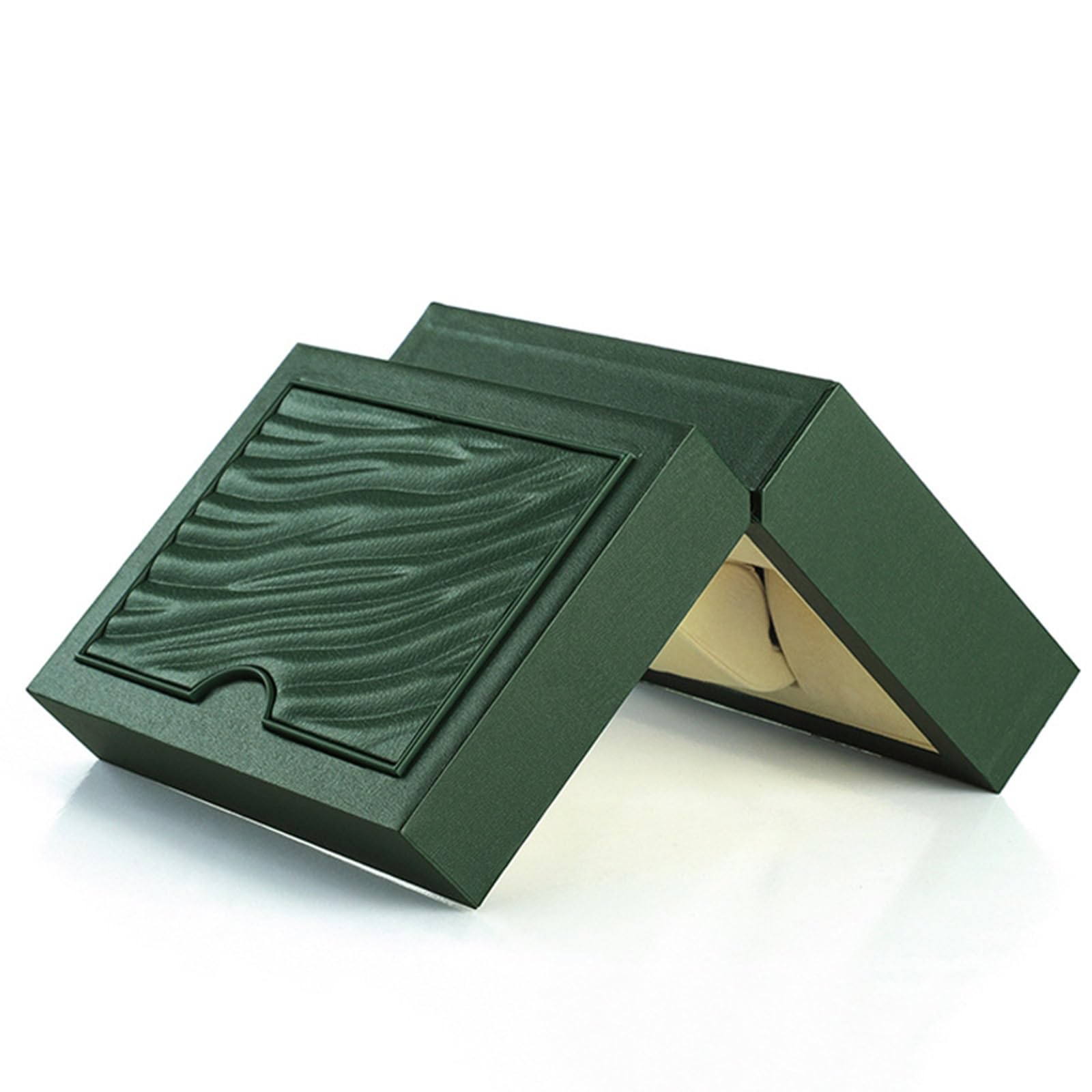 Boîte de rangement pour montres Coffret à montres en bois vintage vert cuir PU, présentoir bijoux, collection de rangement, emballage haut gamme