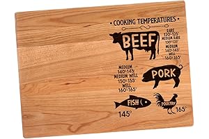 Cherry Cutting Board with Beef Cooking Chart