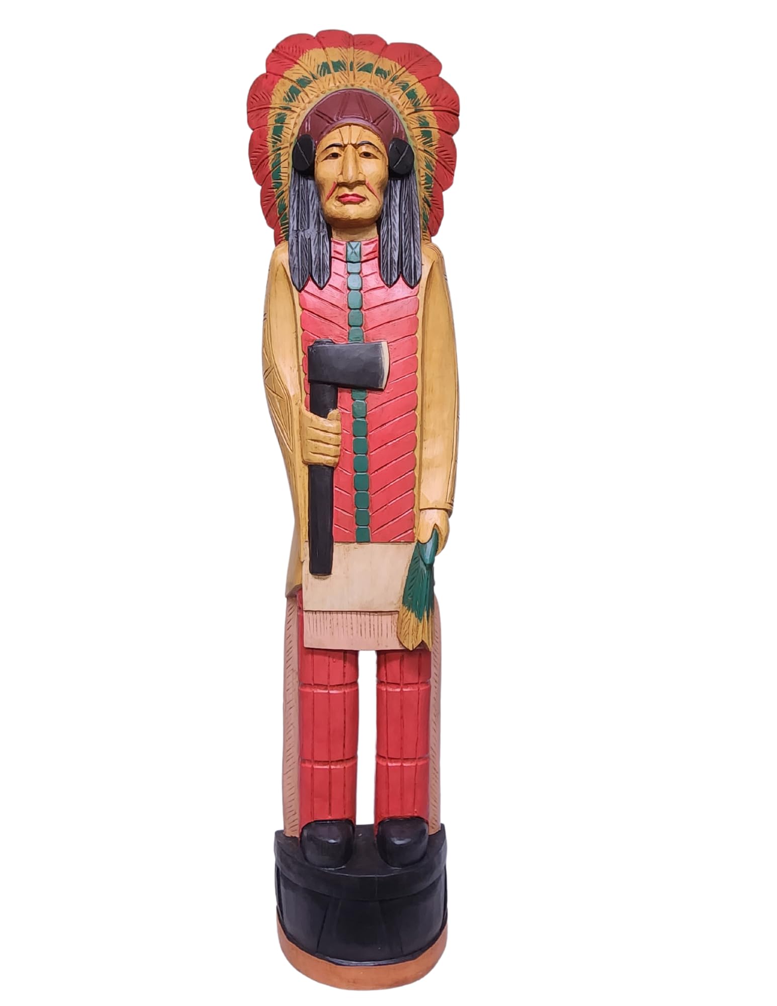 worldbazzar 5 Foot Axe Indian Huge Hand Crafted Wooden Sculpture Cowboys Horseshoes Shotgun Old west Hunting Cigar Store