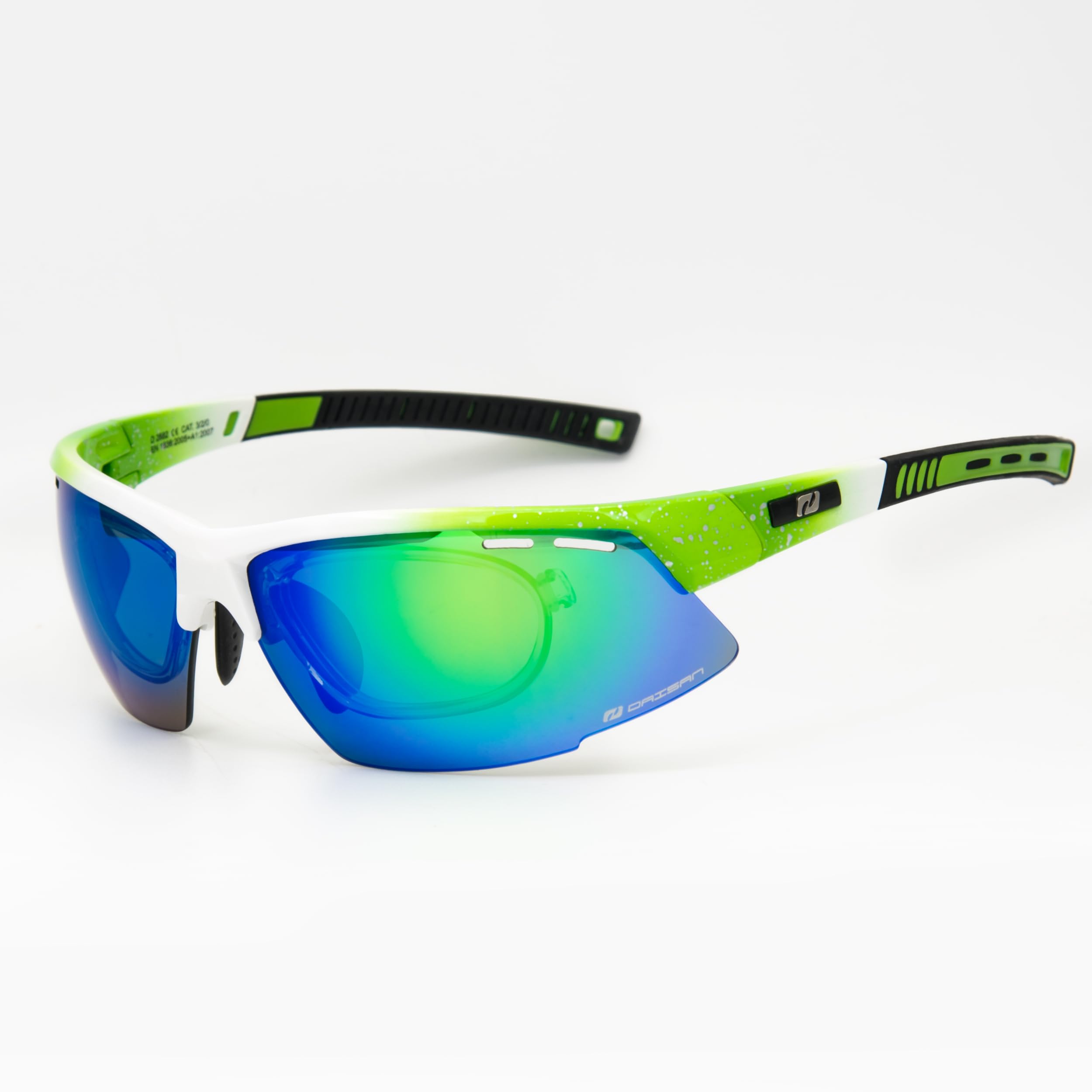 Daisan Occhiali da ciclismo con clip per la visione (verde)