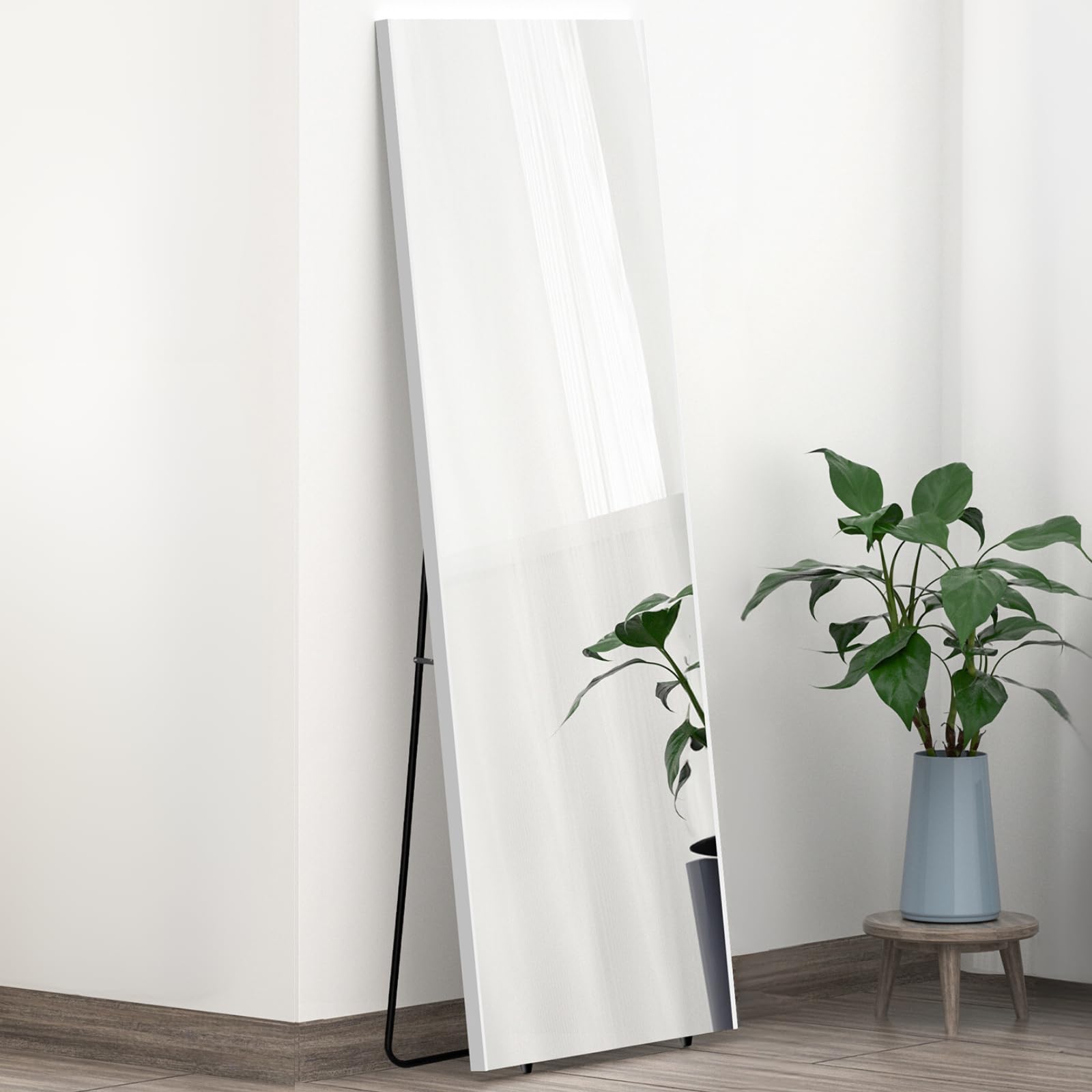 新品】白 割れない スタンドミラー 160×80cm 全身鏡 姿見 防災 Amazon