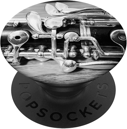 Regalo para músicos con llaves de óboo de color plateado y negro  PopSockets Grip y soporte para teléfonos y tabletas