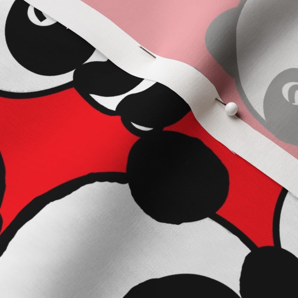 Spoonflower Fabric - Pandas Hearts Panda Bear Black White Red Valentine Printed on Cotton Poplin Fabric by The Yard - Sewing Shirting Quilting Dresses Apparel Crafts