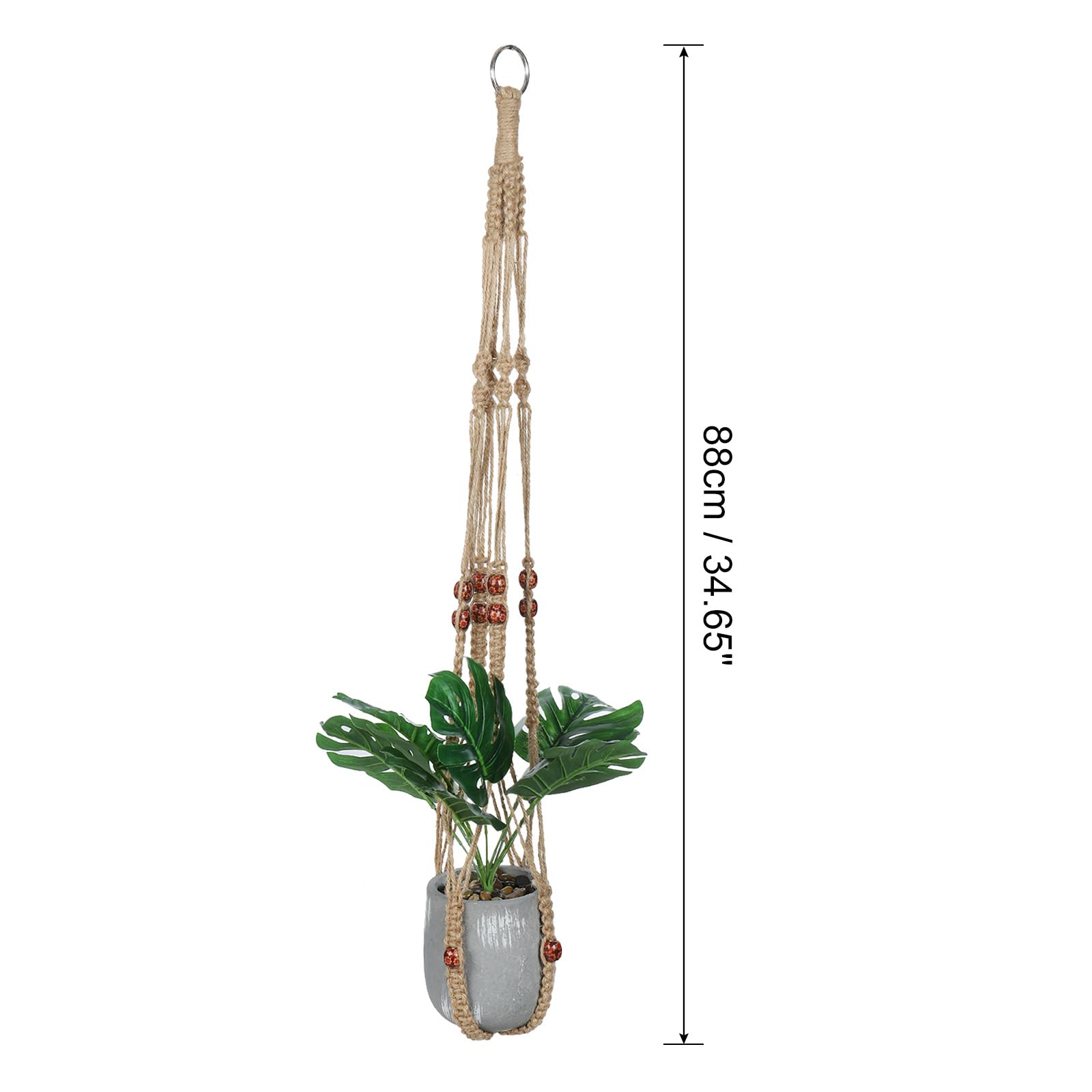 PATIKIL Macrame Plant Hanger Indoor 35", 2 Pcs Long Hanging Plant Holders with Pot for Indoor Home Decor Indoor Brown - Image 2