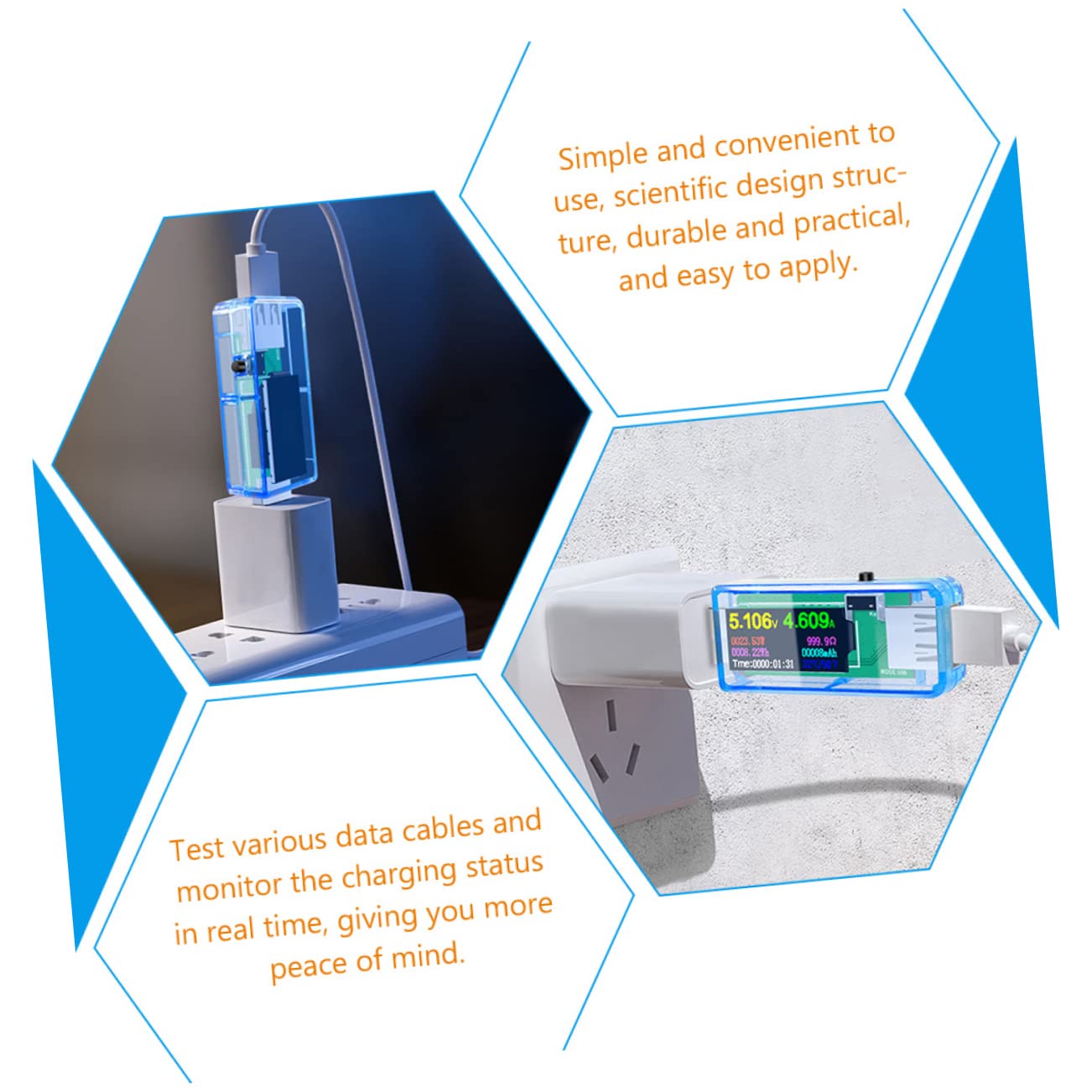 3pcs USB Voltage Tester LCD Display Compact USB Power for Voltage and for Phone Charging and Detection