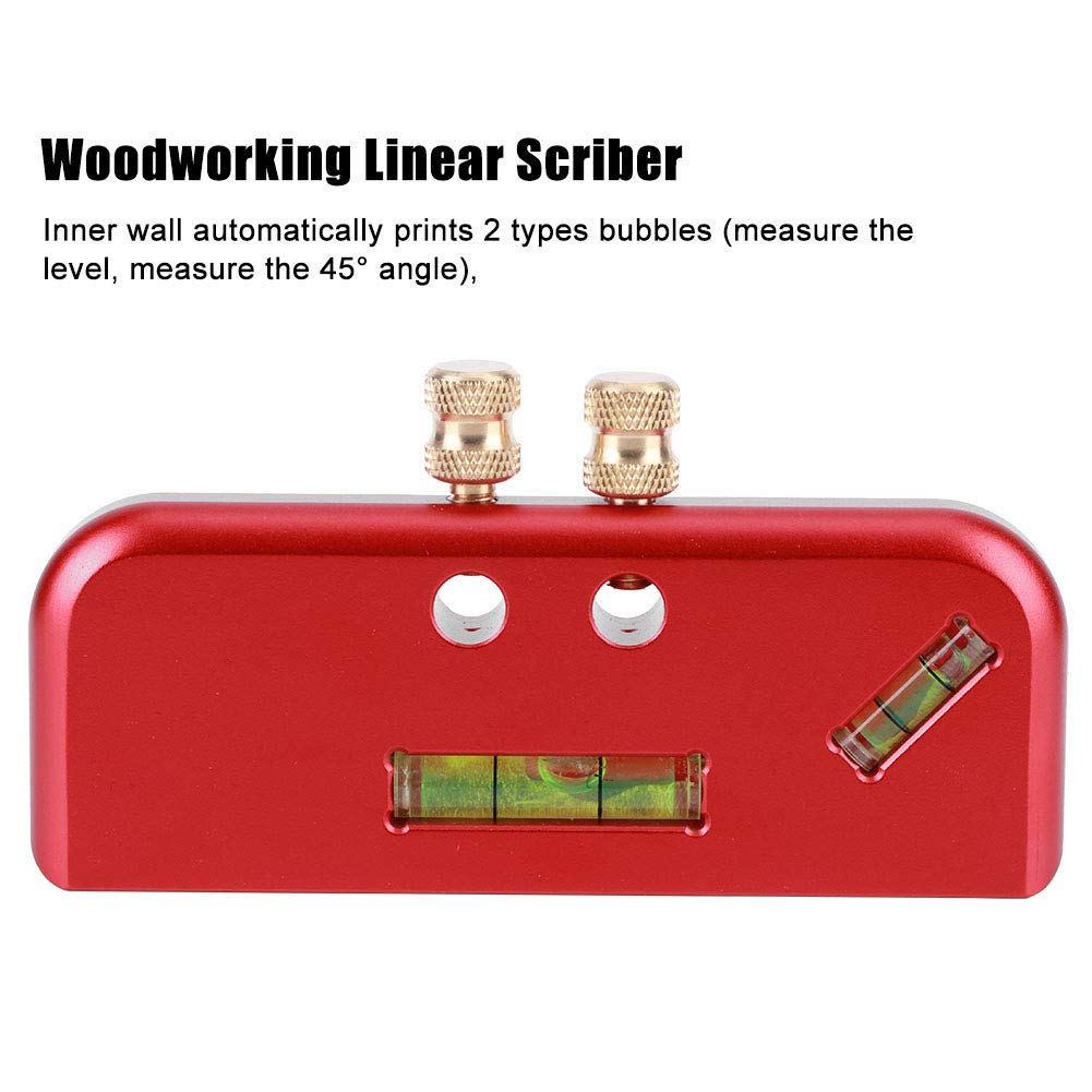 Linearer Anreißer für die Holzbearbeitung, Zimmermannswerkzeug aus Aluminiumlegierung mit Rutschfesten Zähnen und Stoßfester Wasserwaage aus Acryl, für Genaue Markierungen bei