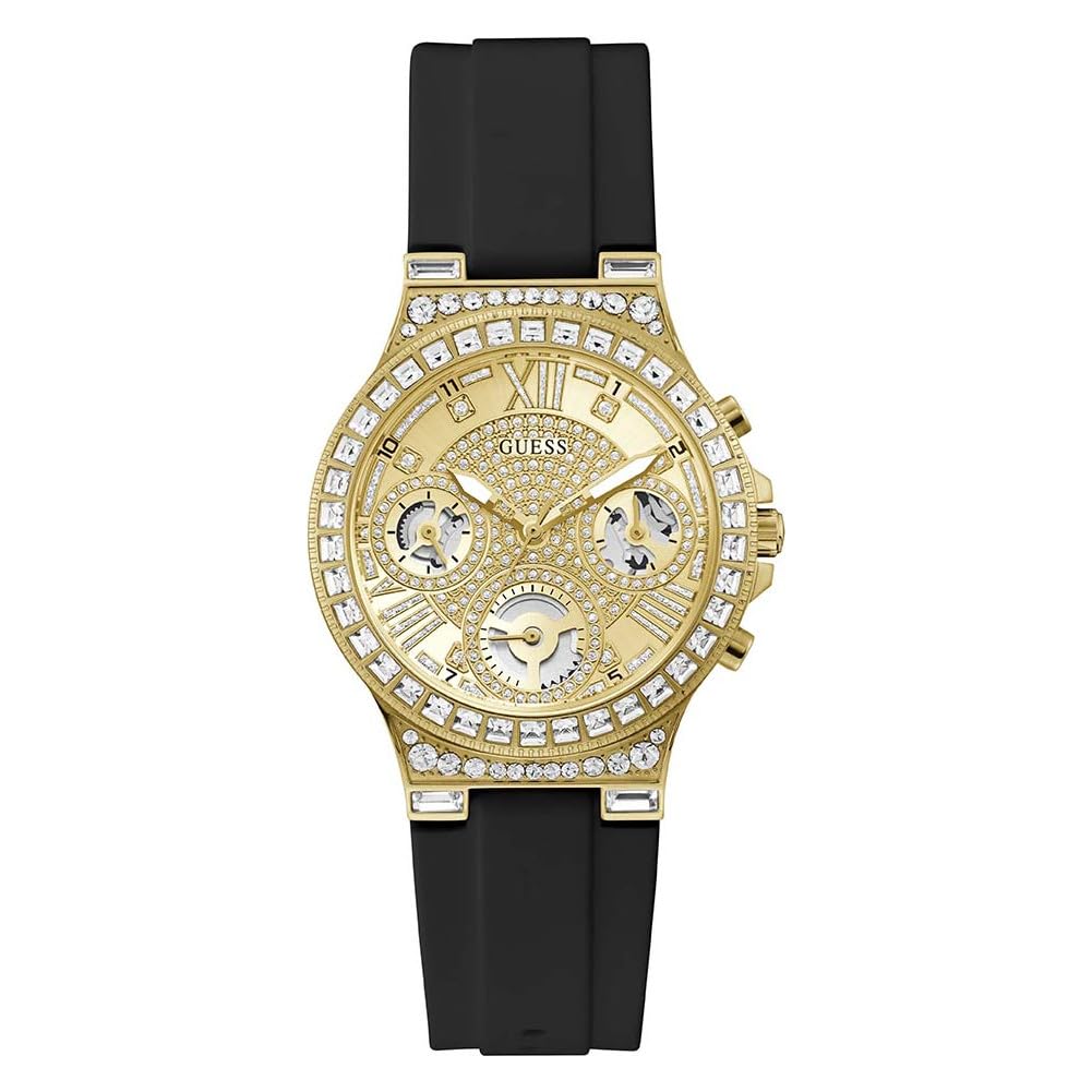 GUESS Women's Analog Watch Black Silicone Strap (Model: GW0257L1)