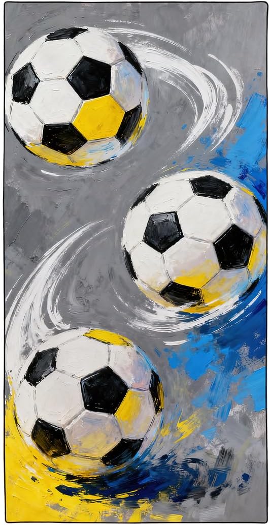 Soccer Balls Beach Towel, 36"x72" Sand Free Quick Dry Thin Lightweight Microfiber Towel Gifts for Soccer Fans
