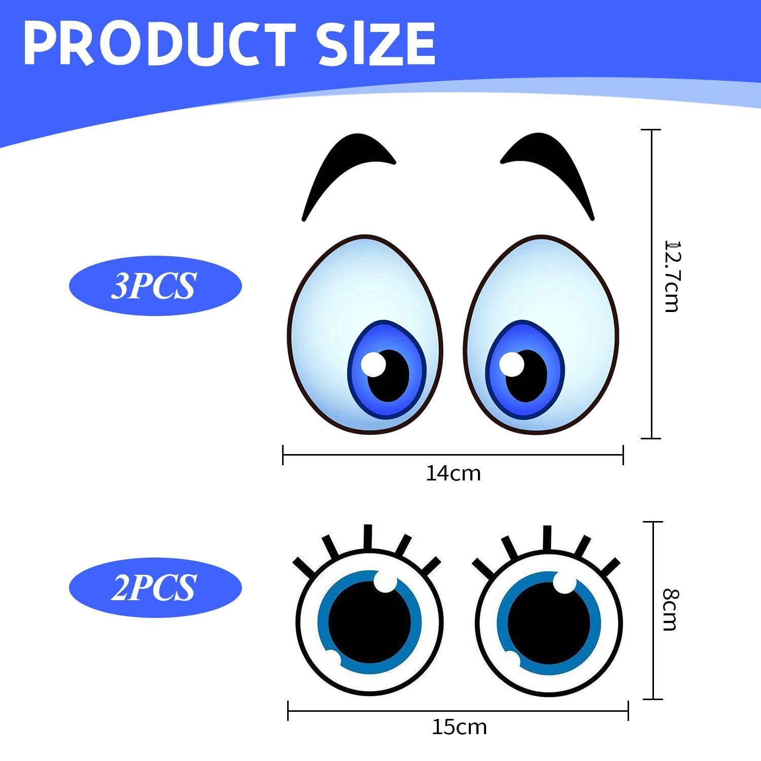 WUFGWBD 5 Big Eye Decorative Stickers, Interesting Stickers, Creative Stickers, Cartoon Eye Stickers, Waterproof Stickers - Image 2