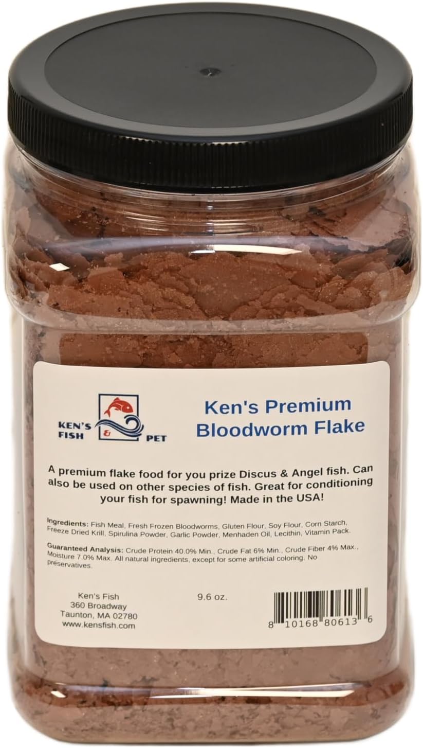 Ken's Fish & Pet Premium Bloodwrom Flake 9.6 oz. Jar