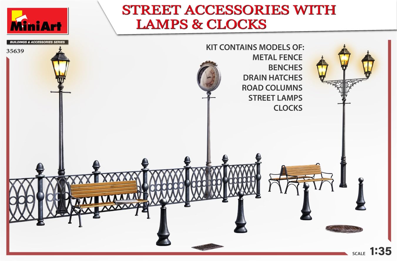 Street Accessories with Lamps & Clocks - Décor Modélisme