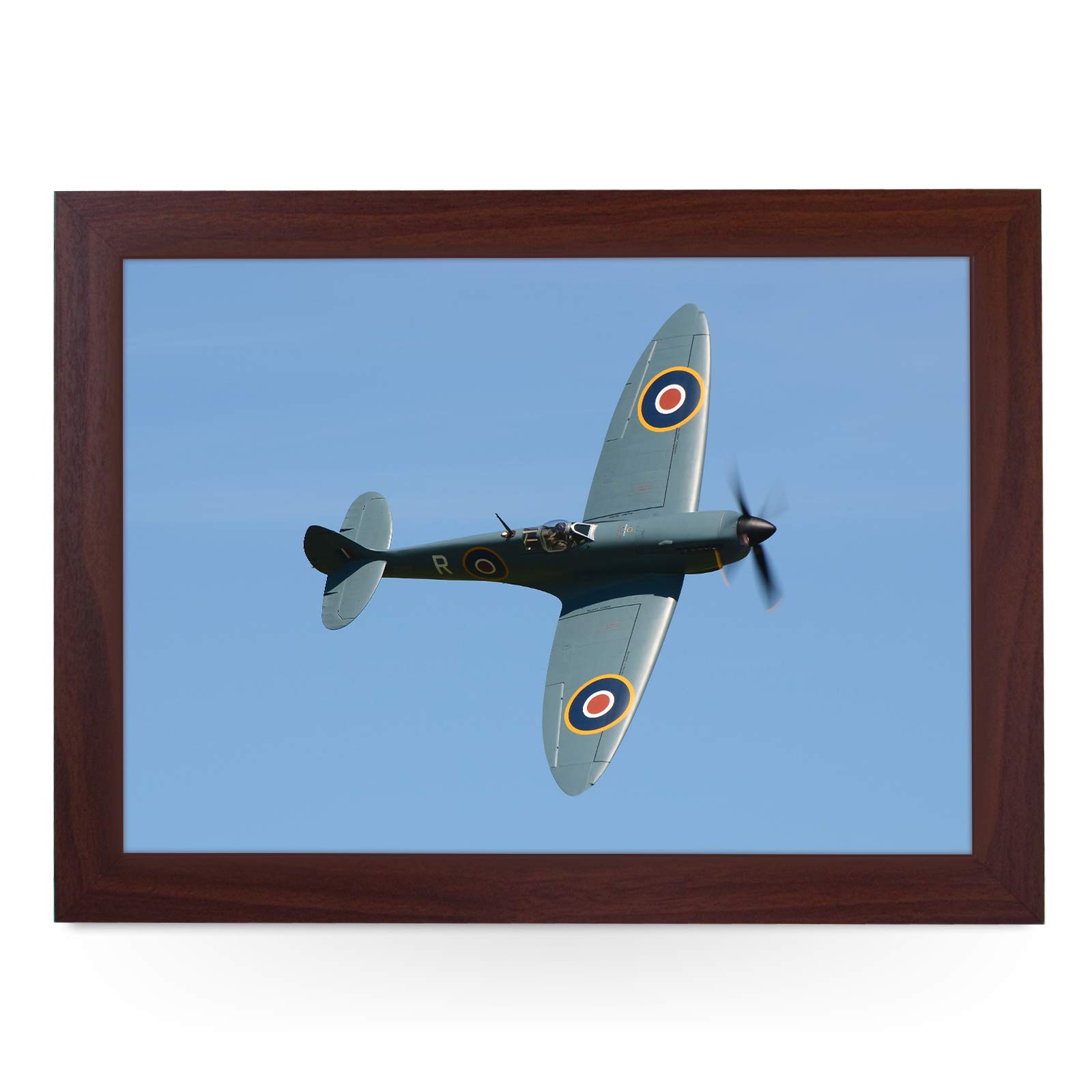 Yoosh Brown Portable Lap Desk Tray (Supermarine Spitfire) Handmade Wooden Frame, Beanbag Cushioned Bottom | Computers, Laptops, Meals, Food | Ad14390
