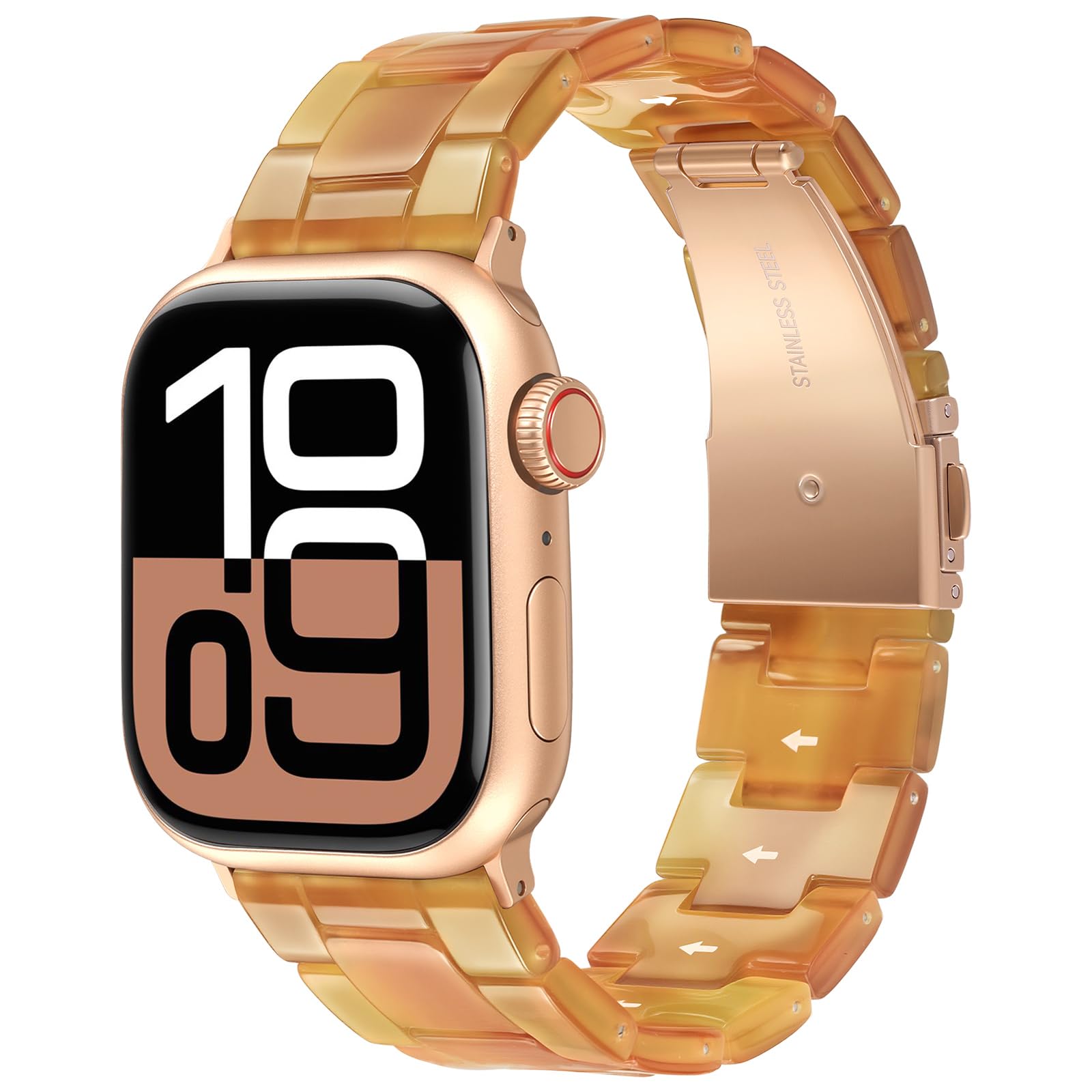 V-MORO Resin Band Compatible with Apple Watch Series 7/8/9/10/11 41/40/38/42mm, Women Fashion Strap for iWatch Series 6/5/4/3/2/1/SE, Lightweight Bracelet Wristband Replacement, Ivory White-Rose Gold — view 40